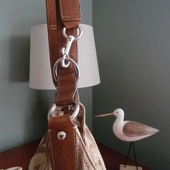 Coach North South Signature Duffel in Khaki Jacquard w/ Brown Leather #F17490 - Picture 7 of 15